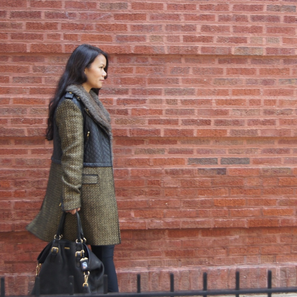 W118 BY WALTER BAKER COAT W/MIXED MEDIA DETAILS